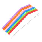 LIFKOME 6 Adet Silikon Saman silikon pipet silikon payet güler yüzlü payet kalın payet çocuklar pipet içiyor çocuklar pipet içer temizleme fırçası ile pipet içecekler çay samanı ütü