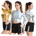LIFKOME Moda Kadın Büstiyer Üstü Parlak Patent Deri Cosplay Ve Sahne Performansı İçin Giymesi Kolay