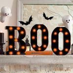 Lifnatty Cadılar Bayramı Süslemeleri Kapalı-Boo 3 Led Marquee Işıklı Mektuplar Cadılar Bayramı Dekor Boo İşaretleri Ev için Işık Şömine Odası Masa Mantel Duvar Masa Yatak Odası Mutfak Vintage Gotik Parti
