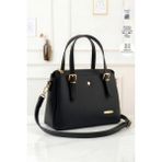 Lifonbag Kadın 3 Bölmeli Astarlı Fermuar Kapama El Kol ve Omuz Çantası (25X20 Cm) - Siyah - Tek Ebat