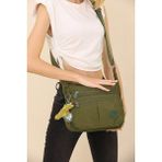 Lifonbag Kadın 6 Bölmeli Krinkıl Çapraz Omuz Çantası - Haki