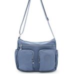 Lifonbag Kadın 7 Bölmeli Su Geçirmez Krinkıl Kumaş Çapraz Askılı Omuz Çantası LIFONBAG-9027 - --Mavi