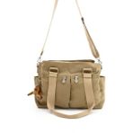Lifonbag Kadın 7 Bölmeli Suya Dayanıklı Krinkıl Kumaş Çapraz Askılı Renkli Omuz Çantası LF-30026 - Bej0