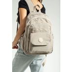 Lifonbag Unisex Bej Okul Çantası Büyük Boy Çok Bölmeli Su Geçirmez Sırt Çantası