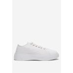 Liger Kadın Rahat Kalıp Kalın Taban Keten Sneakers BEYAZ