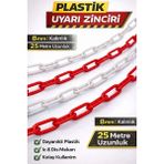 Liggo 25 mt Kırmızı Beyaz Plastik Zincir 8 mm Dış Mekan Kullanımı İçin Dayanıklı Malzeme - Kırmızı - Beyaz