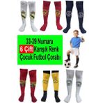 Liggo 6 Çift 33-39 Numara Çocuk Futbol Çorabı Çocuk Futbol Tozluk - Standart - Renkli