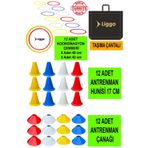 Liggo Antrenman Seti 12li Koordinasyon Çemberi 12li Antrenman Çanağı 12 Adet 17cm Huni Spor Eğitim Seti