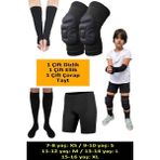 Liggo Çocuk Voleybol Dizliği Voleybol Ellik Çorap Tayt Seti - Siyah - XS