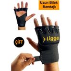 Liggo Ufc Mma Eldiveni Bilek Bandajlı Boks Eldiveni Torba Eldiveni Antrenman Eldiveni - Standart - Siyah