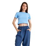 Light Blue Crop T-shirt Açık Mavi Bisiklet Yaka Kadın Tişört Baby Tee LightBlue