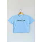 Light Blue Crop T-shirt Dance Life Dans Hayattır Bale Hip Hop Dancing Mavi Renk Kadın Tişört Baby Tee LightBlue