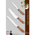 Light Brown Serisi Mutfak Bıçak Seti Et Ekmek Sebze Şef Bıçağı 3 Lü Set ( Mft-749)