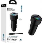 Light Nova 48W Hızlı Şarjlı Araç Şarj Cihazı | Type-C + USB Çift Giriş | Type-C To Lightning Kablo Dahil - Siyah