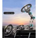 Light Nova Magsafe Uyumlu Full Metal 360° Araç Içi Telefon Tutucu / Mekanik Kol / Mıknatıslı / Katlanabilir - Gri - Siyah