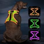 Light Up Köpek Koşum Çekme Yok LED Köpek Koşum Kolu Vizbrite Şarj Edilebilir Işıklı Köpek Yelek Koşum Küçük/Orta/Büyük/X-Large Boy Köpekler için Çekme Yok, 4 Nokta Ayarlanabilir Köpek Koşum