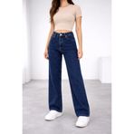 Lighter Jeans Kadın Koyu Mavi Yüksek Bel Likralı Bol Paça Wide Leg Mom Fit Jean Pantolon