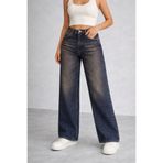 Lighter Jeans Kadın Yüksek Bel Likralı Wide Leg Palazzo Jean Pantolon Esnek Kumaş Bol Paça Vintage Yıkamalı Günlük