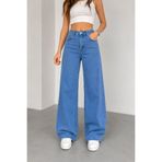 Lighter Jeans Likralı Kadın Açık Mavi Wide Leg Palazzo Jean Pantolon Yüksek Bel Bol Paça Salaş Denim Pantolon