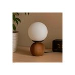 Lighting Opal Cam Top Abajur - Ceviz/Beyaz - 26X15X15 Cm