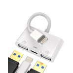 Lightning Adaptör USB 3'ü 1 Arada Şarj Cihazı Jack Aksesuarı Apple iPhone 14 13 12 11 Pro Max 7 8 Plus X SE iPad Air Kablosu OTG Stick Kart Okuyucu İndirme Fotoğraf Dönüştürücü Fare Dağıtıcı