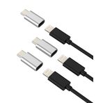 Lightning Dişi USB C Fiş Adaptörü (3 Adet) iPhone 16 15 Pro Max için Apple Şarj Kablosu iPad MacBook PC için Samsung S25 S24 S23 S22 Tip C Erkek Lighting Kadın Araç Şarj Cihazı