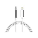 Lightning To 3.5mm Aux Ses Kablosu Çevirici Dönüştürücü Kablo 1 Metre - Beyaz