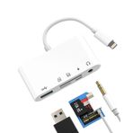 Lightning USB kart okuyucu ve 3,5 mm jak adaptörü (5'i 1 arada) – iPad, Micro SD/TF kart okuyucu, iPhone 14, Apple, kamera, OTG 3.0 kablosu, AUX ses, şarj adaptörü, dönüştürücü, USB bellek için