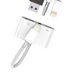 Lightning USB kulaklık adaptörü, 3,5 mm jak kulaklık ve şarj cihazı (3'ü 1 arada), iPhone, AUX fişi, ses kablosu, OTG kablosu, iPad için bağlantı, Apple klavye, fare, kamera, dağıtıcı
