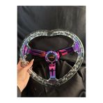 LIGHTNIX Kalpli Şeffaf Epoksi Spor Direksiyon 32x35cm Ofsetli Direksiyon Momo Kabarcıklı Universal Direksiyon
