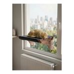 LIGHTSTAR Cama Yapışan Vantuzlu Kedi Yatağı - Ahşap Geniş Peluş Kedi Hamağı (14 kg Taşıma), Antrasit