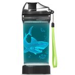 Lightzz Çocuk Su Şişesi 3D Parlayan Köpekbalığı LED Işık - 14 oz Tritan BPA içermez - Yaratıcı İdeal Seyahat Kupası Çene Hediyesi Okul Çocuk Erkek Çocuk Tatil Kamp Piknik için