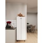 Ligno Mobilya Modern Çok Amaçlı Kiler Erzak Dolabı - 4 Raflı Geniş Mutfak & Banyo Düzenleyici, Robot Süpürge Uyumlu 147X50X30 cm - Beyaz