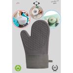 Liground 1 Adet %100 Silikon Yanmaz Yapışmaz Silikon Fırın Eldiveni Mutfak Eldiveni Isıya Dayanıklı Eldiven - 18 x 27 cm - Siyah