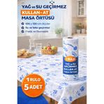 LİGROUND 1 Rulo Kullan-At Masa Örtüsü 5 Adet 6 Metre Yağ ve Su Geçirmez Piknik Kamp Ev&Çocuk Masa Örtüsü