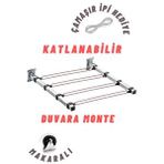 LİGROUND Paslanmaz Makaralı Duvara Monte Katlanabilir Çamaşık Askısı Kurutmalık Çamaşır Ipi Hediye Gümüş