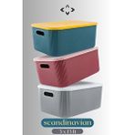 LİGROUND Scandinavian 3’lü Çok Renkli 13 Lt Dekoratif Çok Amaçlı Saklama Kutusu Düzenleyici Storage Box
