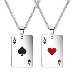 Liitata 2 adet paslanmaz çelik pik ass oyun kartı kolye ucu kolye kalp ass poker kart kolye rock gotik punk hip hop zincir erkekler için