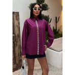 Lijuri Bordo Önü Şerit Taşlı Gömlek 3448