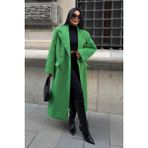 Lijuri Oversize Kruvaze Uzun Kaşe Kaban 7130 - Yeşil