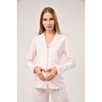 Likapa Interlok Düğmeli Hamile Lohusa Uzun Kol Pijama Takımı 1354-01 - 3XL - Pembe