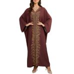 LikeJump Kadın etnik işlemeli uzun Kaftan Maxi Kimono gecelik ferah ev giyim büyük boy kapak Ups elbiseler, Siyah bir 15, One Size