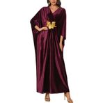 LikeJump Kadın uzun çiçek Kimono sabahlık plaj Bikini Cover-Ups Maxi elbise artı boyutu yaz elbise, E Kadife Şarap Kırmızısı, One Size