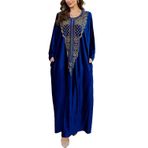 LikeJump Kadın uzun çiçek Kimono sabahlık plaj Bikini Cover-Ups Maxi elbise artı boyutu yaz elbise, F Kadife Mavi, One Size