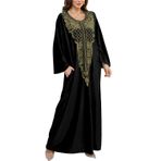 LikeJump Kadın uzun çiçek Kimono sabahlık plaj Bikini Cover-Ups Maxi elbise artı boyutu yaz elbise, F Kadife Siyah, One Size