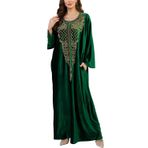 LikeJump Kadın uzun çiçek Kimono sabahlık plaj Bikini Cover-Ups Maxi elbise artı boyutu yaz elbise, F Kadife Yeşil, One Size