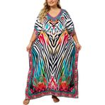 LikeJump Kadın uzun Kaftan artı boyutu gecelik ferah Homewear büyük boy Maxi Kimono kapak Ups elbiseler, B Çok renkli 13, One Size