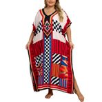LikeJump Kadın uzun Kaftan artı boyutu gecelik ferah Homewear büyük boy Maxi Kimono kapak Ups elbiseler, B Çok renkli 14, One Size