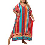 LikeJump Kadın uzun Kaftan artı boyutu gecelik ferah Homewear büyük boy Maxi Kimono kapak Ups elbiseler, B Çok renkli 17, One Size