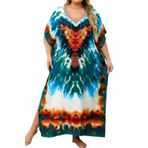 LikeJump Kadın uzun Kaftan artı boyutu gecelik ferah Homewear büyük boy Maxi Kimono kapak Ups elbiseler, B Çok renkli 5, One Size